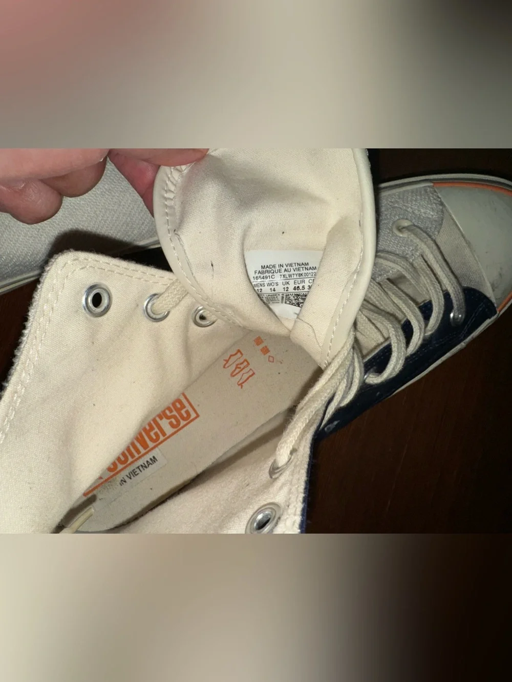 Converse High Top Sneakers in Navy and White - Picture 6 of 14